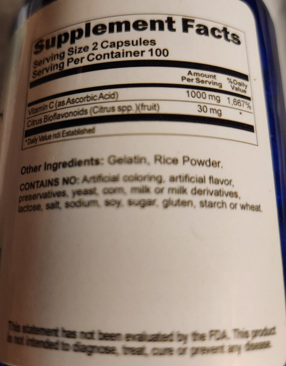 Vitamin C with Citrus Bioflavonoids 1000mg 2X200 Caps Vitamin C as Ascorbic Acid