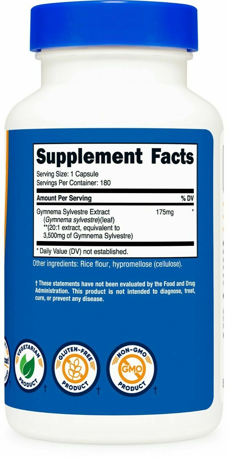 Gymnema Sylvestre 3500mg, 180 Caps Non-GMO/Vegeterian Nutricost AMPK Activator