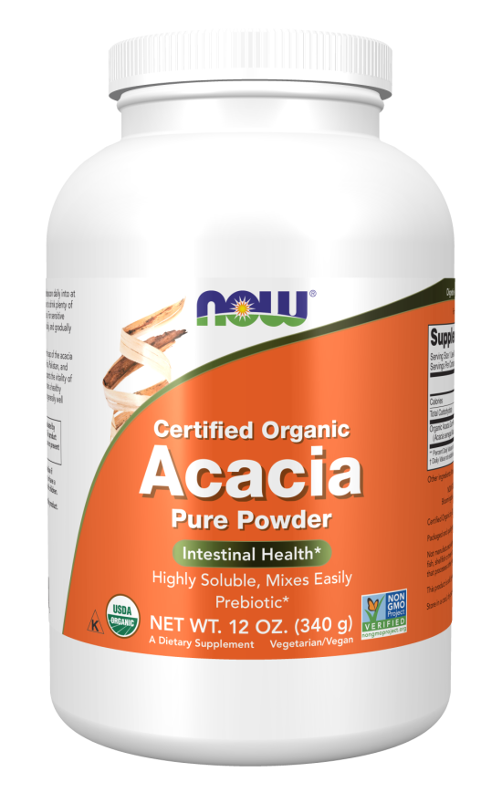 Now Foods Certified Organic Acacia 6500mg Fiber Powder 12oz 340gms Kosher