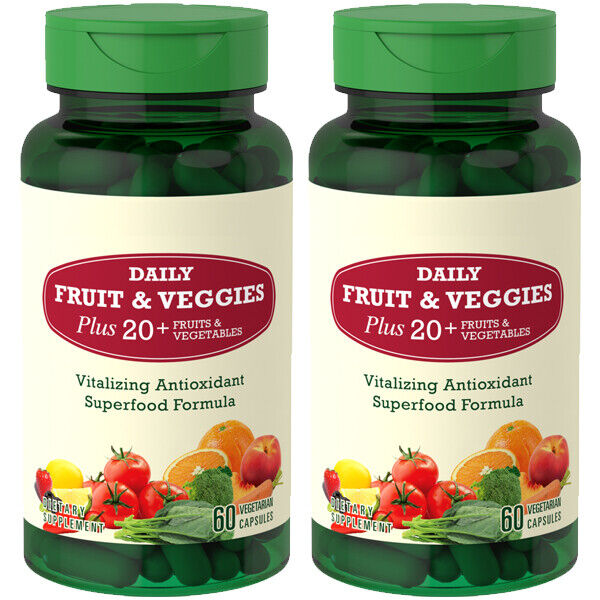 Nature Fruits and Veggies 2X60 Caps per Bottle 20+ Fruits and Vegetables