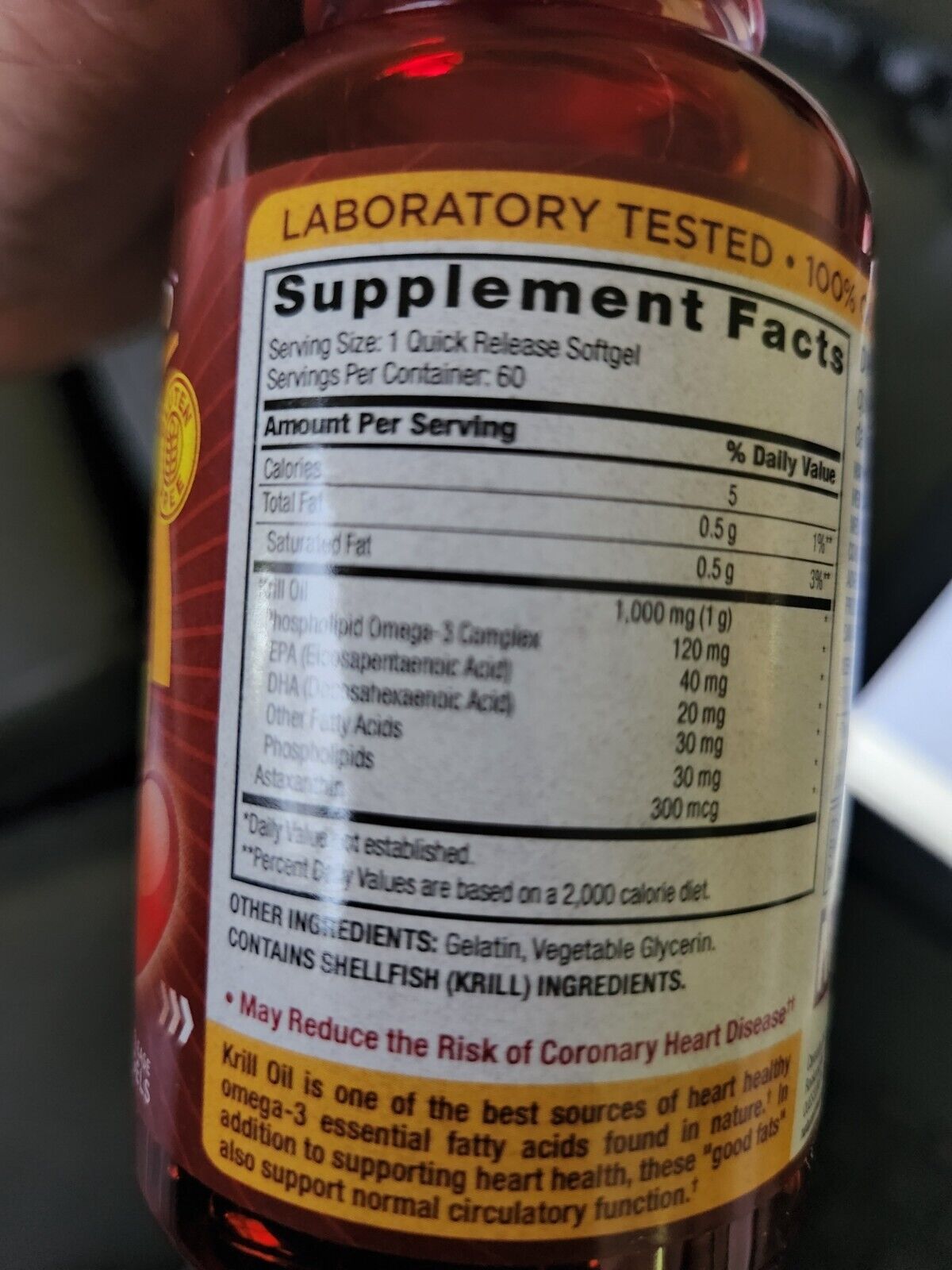 Krill Oil 1000mg 2X60 Softgels | Omega 3, EPA, DHA, Astaxanthin