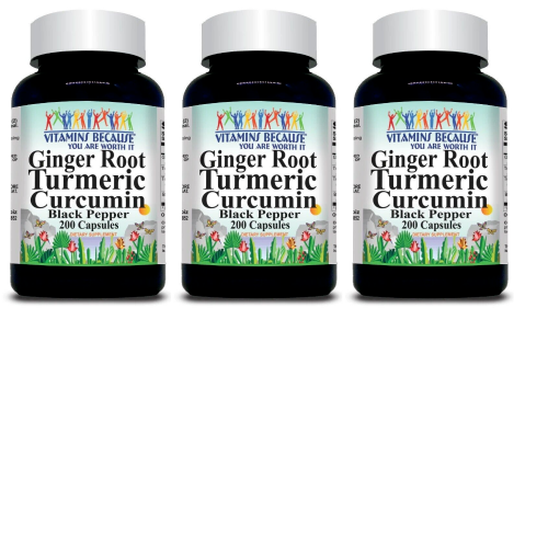 Turmeric Curcumin Ginger 1000mg Black Pepper Extract Complex 3X200 Capsules