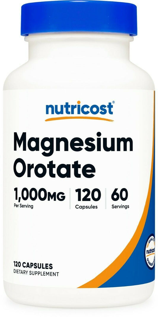 Magnesium Orotate 1000mg, 120 Caps Non-GM/ Gluten Free/Vegeterian Nutricost