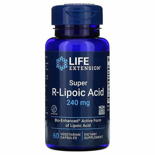 Super R-Lipoic Acid 240mg Bio-Enhanced Active Lipoic Acid 60 Caps Life Extension