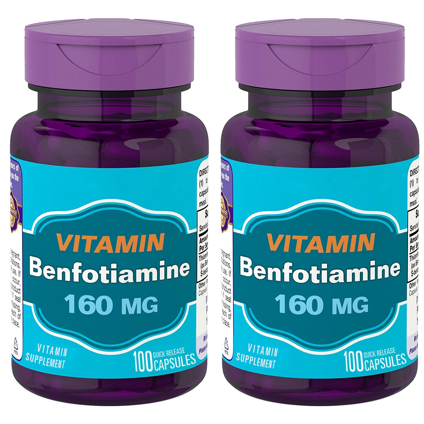 Benfotiamine 160mg with Vitamin B-1/Thiamin High Potency 2X100 Caps Non-GMO