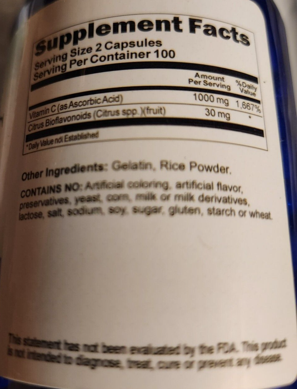 Vitamin C-1000mg with Bioflavonoids Citrus 200 Caps