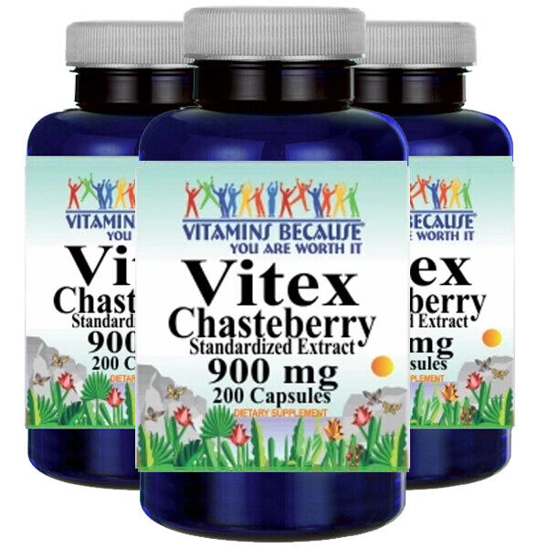 Vitex Chasteberry Extract (Agnus Castus) 900 mg 3X200 Caps Chaste Berry Vitamins