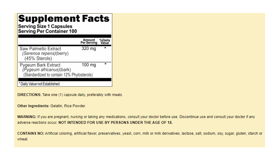 Pygeum Bark Saw Palmetto Berry 2X200 Herbal Prostate Support Aid Phytosterols