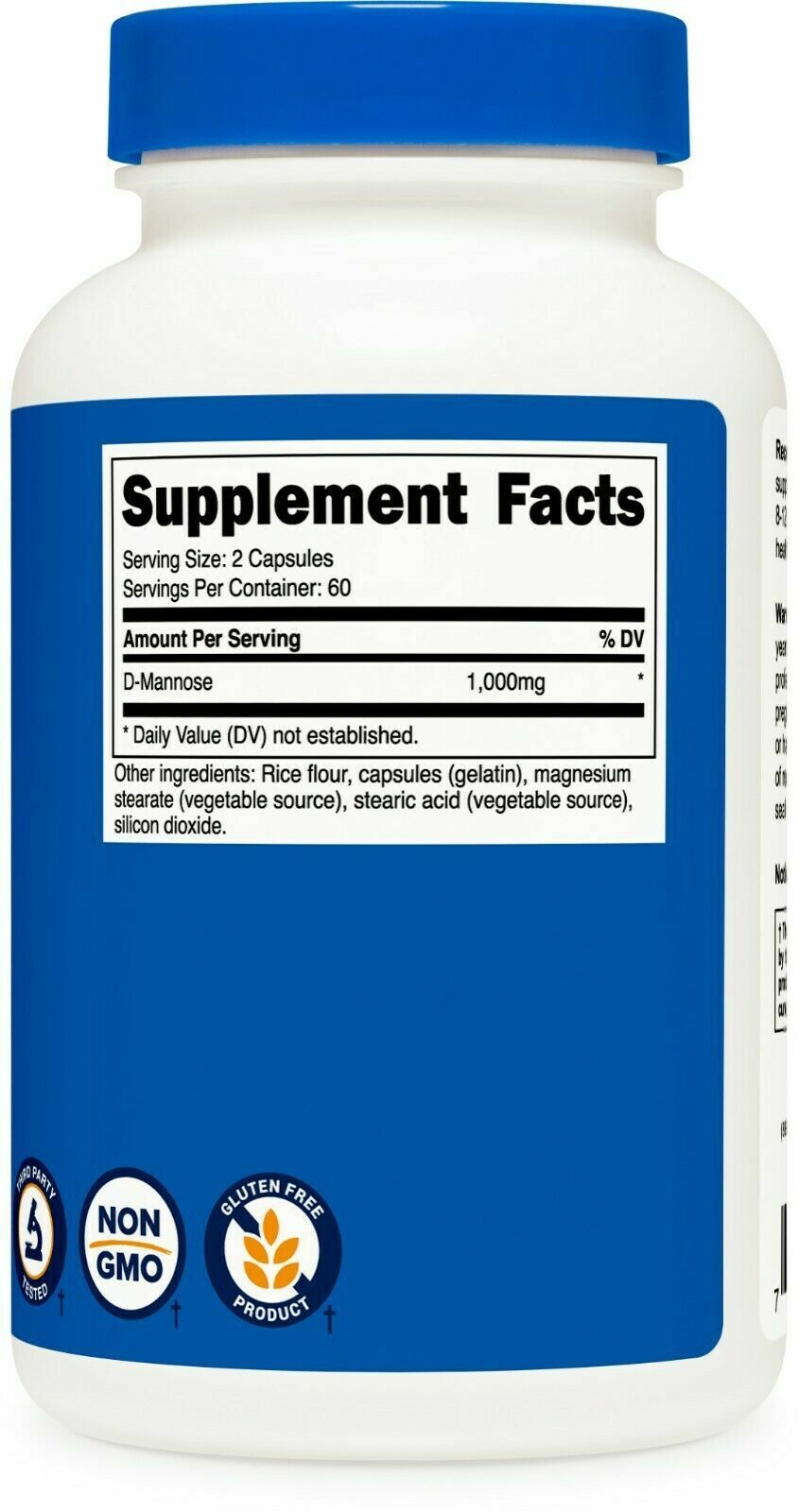 D-Mannose 1000mg Per Capsule, 5X120 Caps Nutricost D-mannose 1500mg per 3 Caps