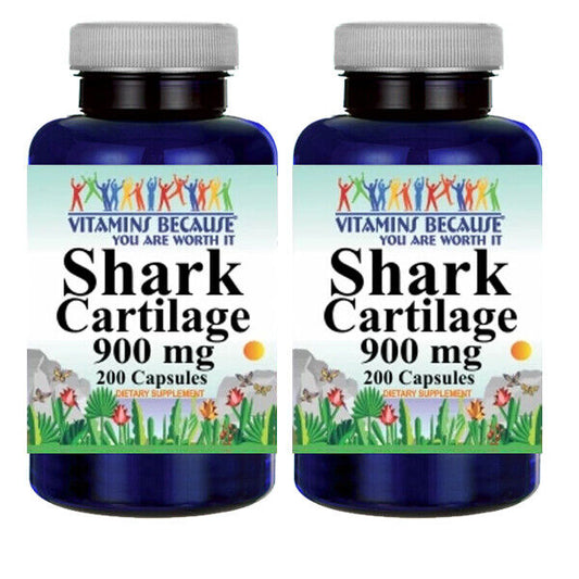 Shark Cartilage 900mg 2X200 caps by Vitamins Because