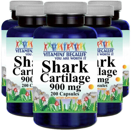 Shark Cartilage 900mg 5X200 caps by Vitamins Because ***1000 Pills***