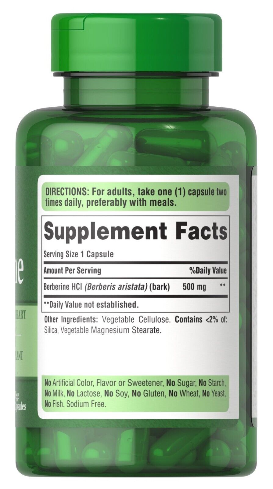 Berberine 500 mg 60 Caps Puritan (Berberis aristata Berberine HCL) Puritan