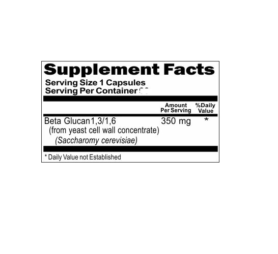 Beta Glucan 1,3/1,6 350mg 180 Caps Saccharomy cerevisiae
