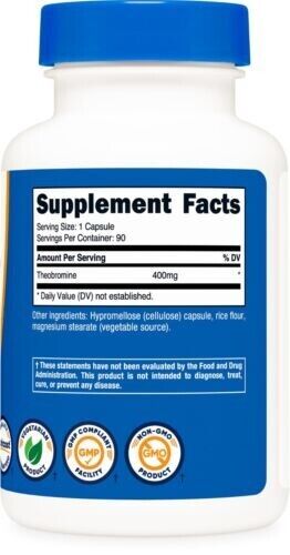 Theobromine 400mg from Cocoa 90 Vegetarian Caps Nutricost Non GMO
