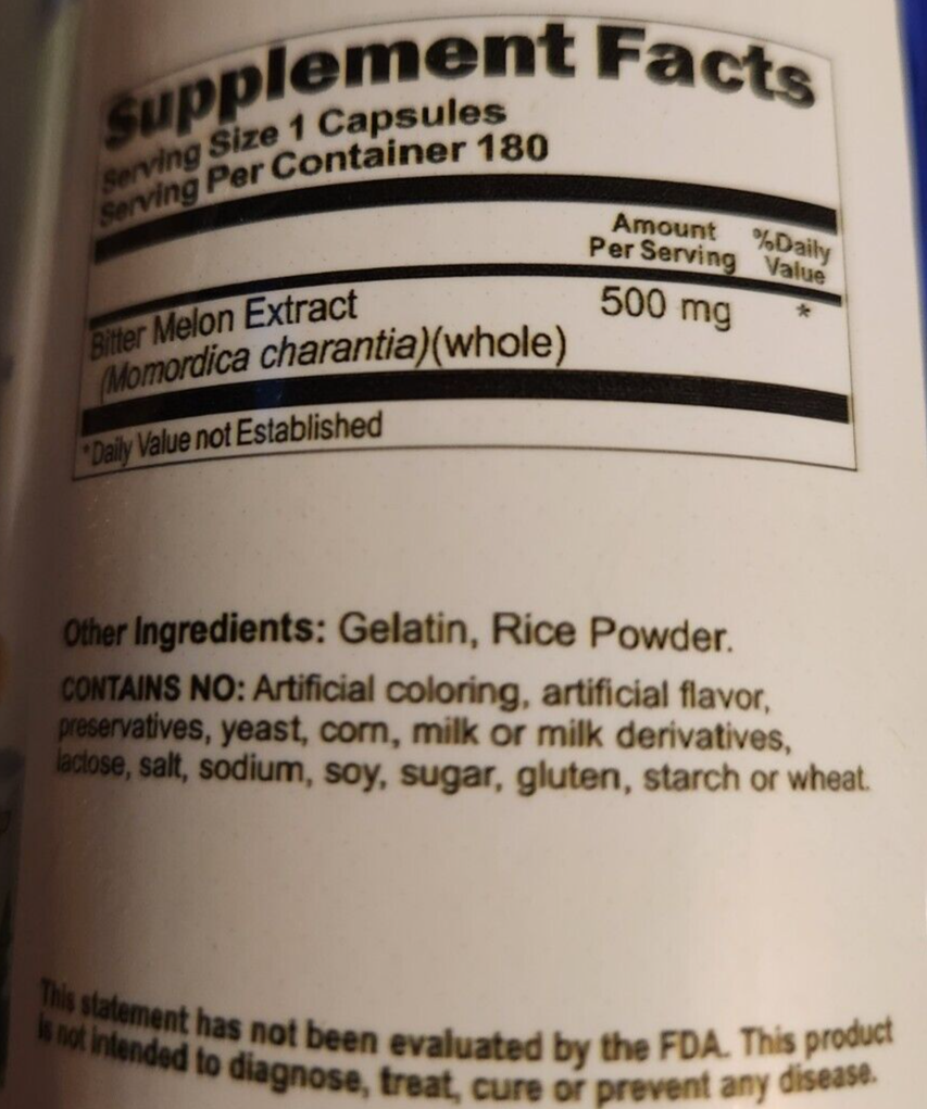 Bitter Melon Standardized Extract 500mg 5X180 Caps Synephrine