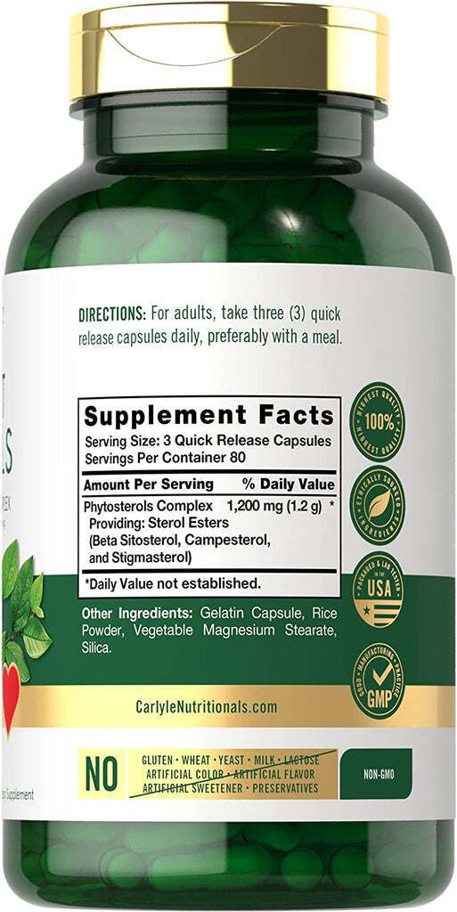 Phytosterols Plant Sterols Complex with Beta Sitosterol 1200mg 240 capsules