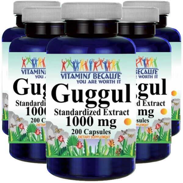 Guggul Standardized Extract 1000mg 5X200Caps Standardized to 5% Guggelsterones