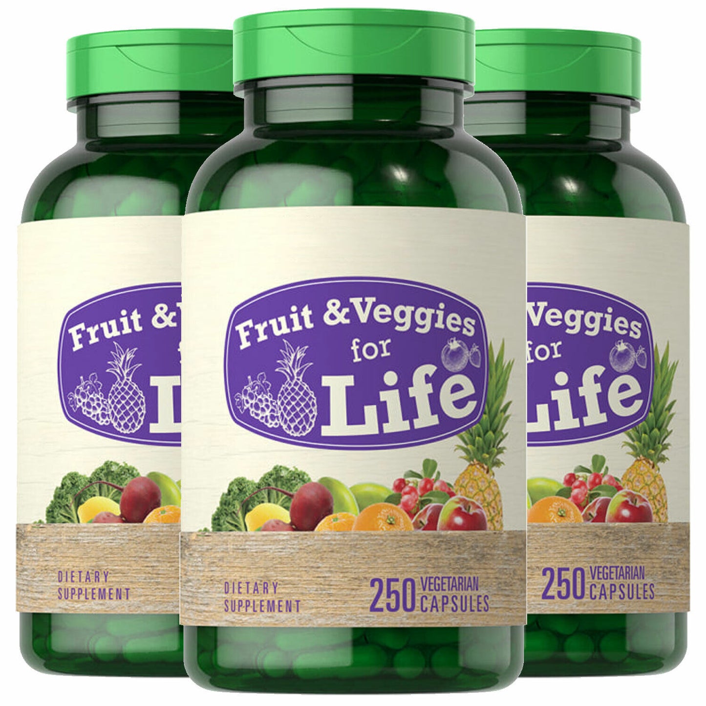 Nature Fruits and Veggies For Life 3X250 Caps per Bottle 30+ Fruits Vegetables