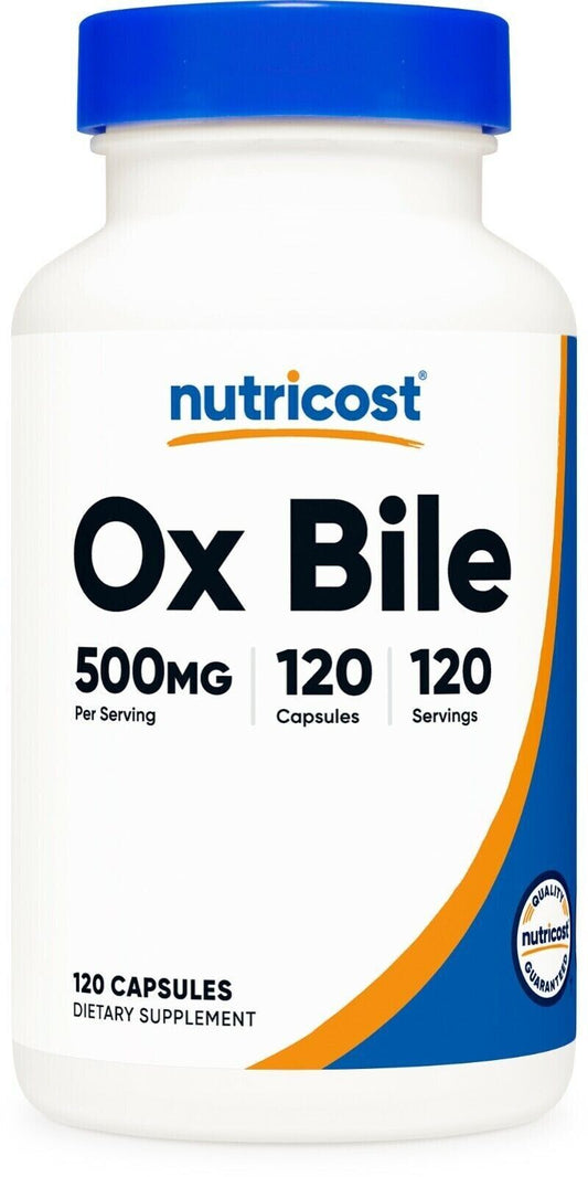 Ox Bile 500mg 120 Caps Gluten Free/Non-GMO Nutricost Helps Absorb Vitamins