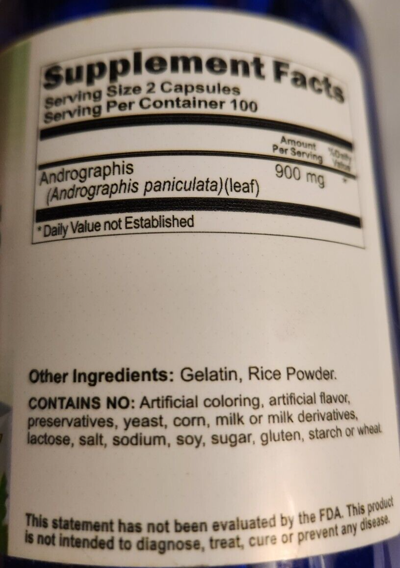 Andrographis 900mg Premium Pure 200 caps Paniculate