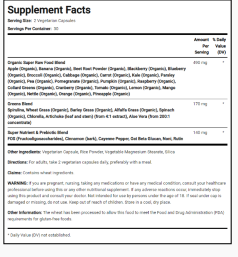 Nature Fruits and Veggies 3X60 Caps per Bottle 20+ Fruits and Vegetables
