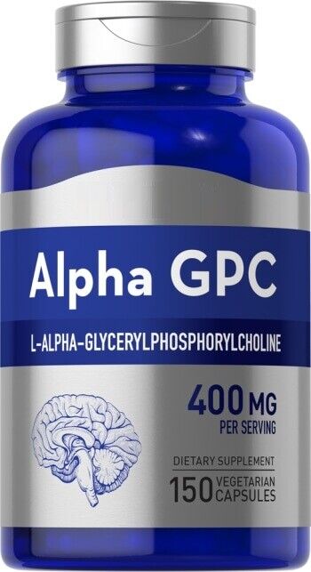 Alpha GPC Choline 400mg per Serving and Calcium 150 Veggie Caps Non-GMO