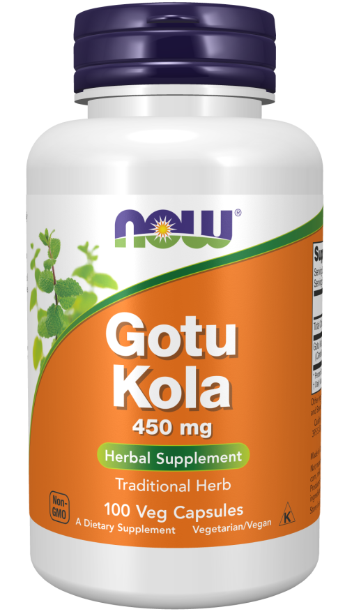 NOW Foods Gotu Kola 450mg 100 Caps Kosher/Non GMO Centella asiatica Herb