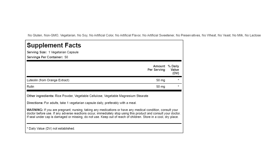 Luteolin Complex 100 mg 5X50 Caps with Rutin