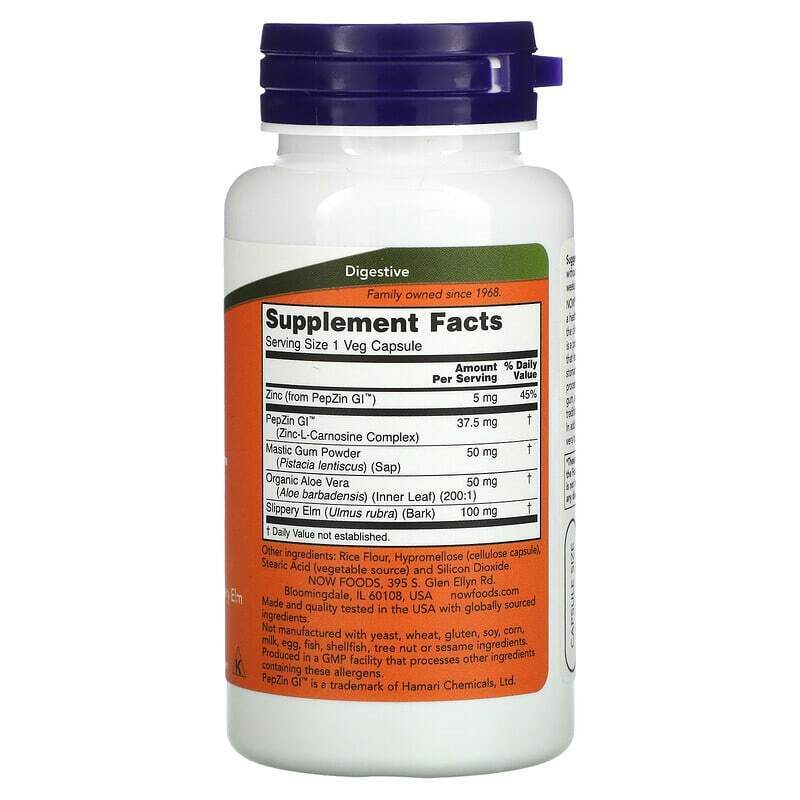 NOW Foods GASTRO COMFORT Mastic Gum/Aloe Vera/L-Carnosine 2X60 Caps