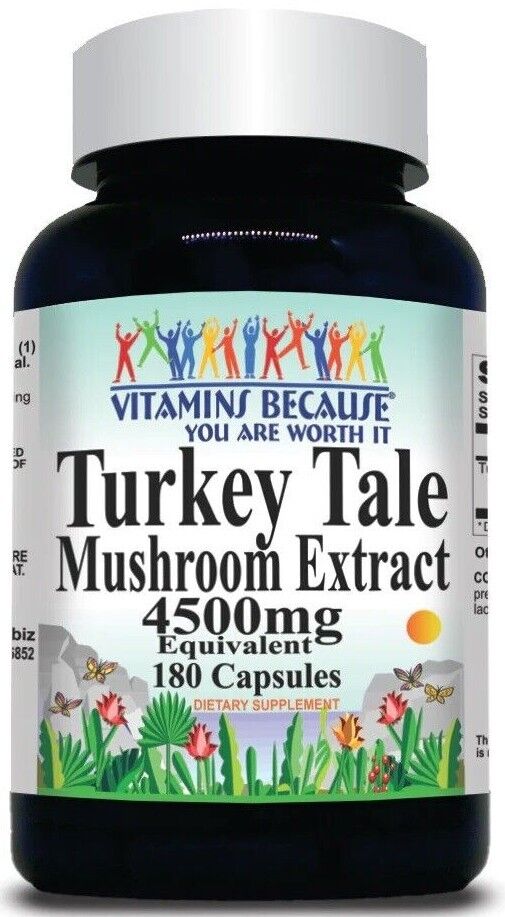 Turkey Tail/Tale Mushroom 4500mg Antioxidant Digestive Immune Support 180Caps