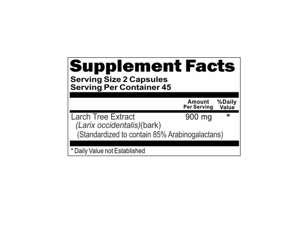 Larch Tree Extract 900mg 180 Caps 85% Arabinogalactans (Bark)