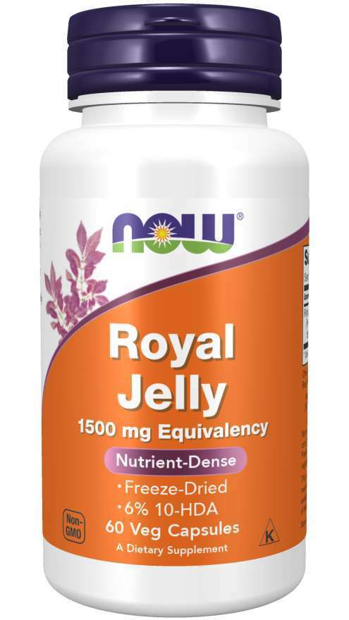 Royal Jelly 60 Caps 1500mg by Now Foods Kosher Freeze Fried min. 6% 10-HDA