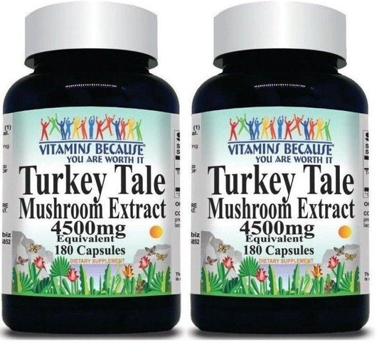 Turkey Tail/Tale Mushroom 4500mg Antioxidant Digestive Immune Support 2X180Caps