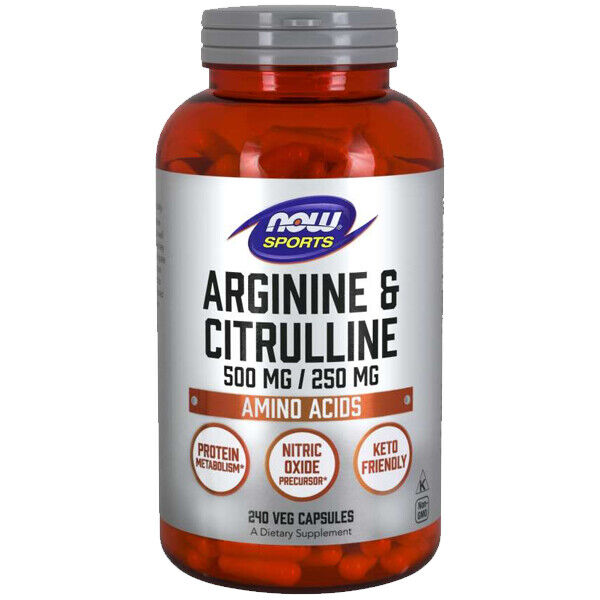 L-Arginine & L-Citrulline Amino Acids 240 Caps - Metabolism Muscle Now Foods