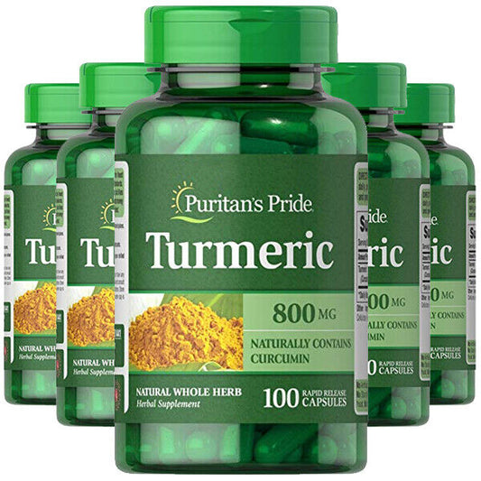 Puritan's Pride Turmeric 800mg Antioxidant Naturally Contains Curcumin 5X100CAPS