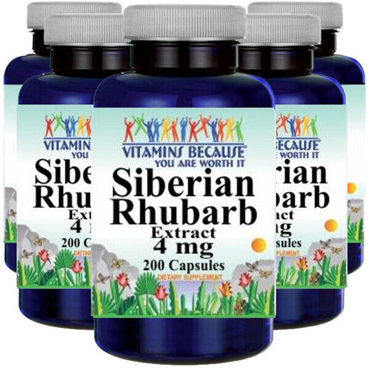 Siberian Rhubarb Extract 4mg (Rheum rhaponticum) 5X200 Caps Vitamins Because
