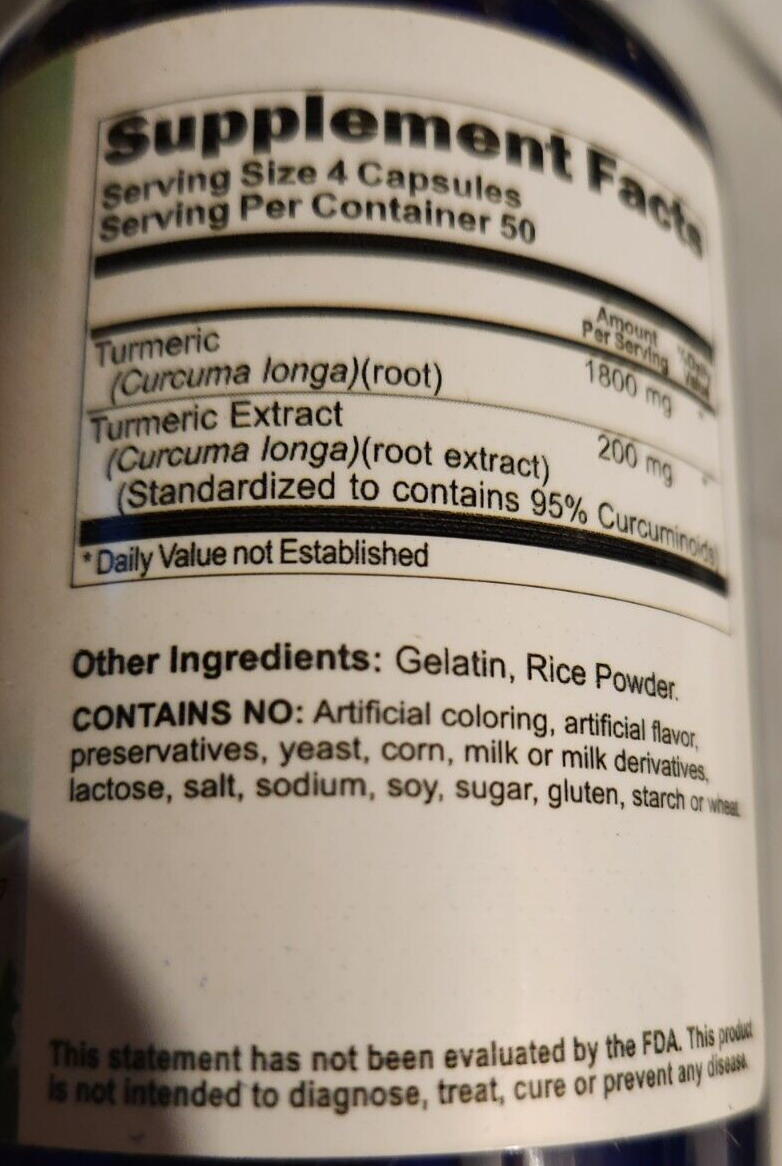 Turmeric Curcumin 2000mg 95% Curcuminoids 200 Caps