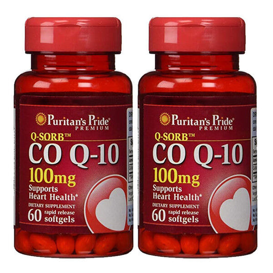 CoQ10 CO Q-10, CoQ-10, 100 mg 2X60 or 1X120 USA Q-Sorb Coenzyme Puritan's Pride