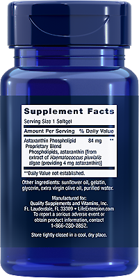 Astaxanthin with Phospholipids Life Extension - Haematococcus pluvialis algae