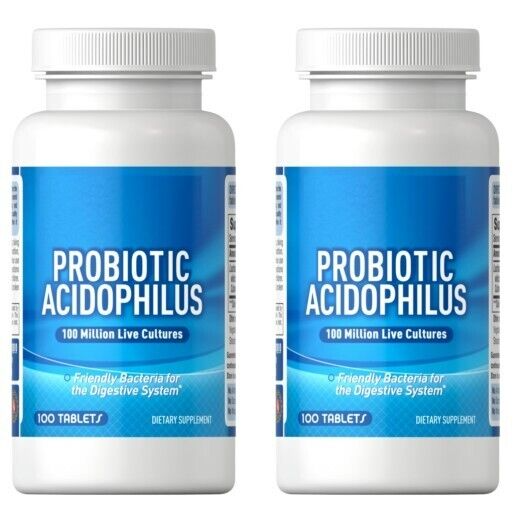 Puritan's Pride Probiotic Acidophilus 2X100 - 2 Bottles-100 Million Cult