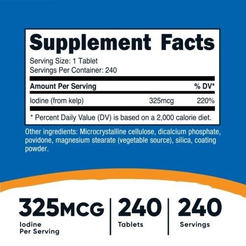 Kelp 325mcg 240 Tablets Non-GMO/ Gluten Free/Vegeterian