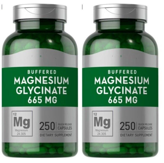 Magnesium Glycinate 665mg 2X250 Caps Buffered Chelate Magnesium Bisglycinate