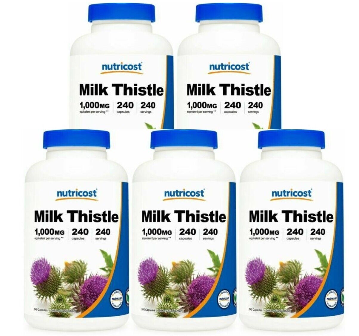 Milk Thistle 1000mg Equivalent 5X240 Vegetarian Caps Nutricost