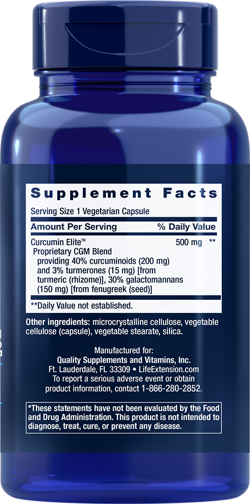 Life Extension Curcumin Elite Turmeric Extract 60Caps Curcuminoids/Fenugreek