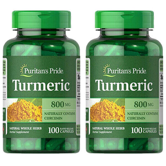 Turmeric 800mg Antioxidant Naturally Contains Curcumin 2X100CAPS or 1x200Puritan