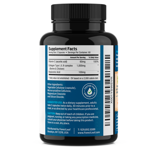Forest Leaf Advanced Collagen Type 1,2,3 Vitamin C Hyaluronic Acid 100mg 120Caps