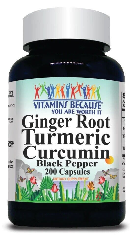 Turmeric Curcumin Ginger 1000mg Black Pepper Extract Complex 200 Capsules