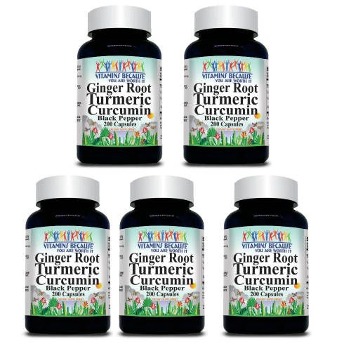 Turmeric Curcumin Ginger 1000mg Black Pepper Extract Complex 5X200 Capsules