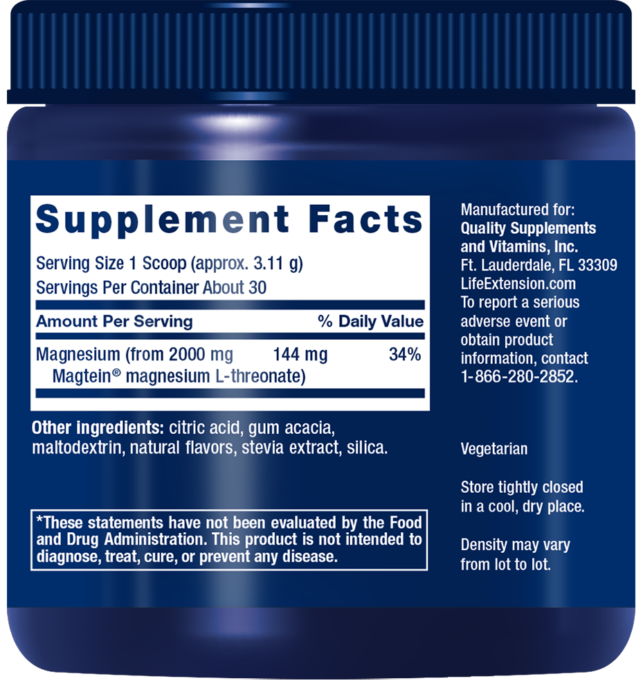 Neuro-Mag Magnesium L-Threonate Powder 3.29oz/93g Life Extension Tropical Punch