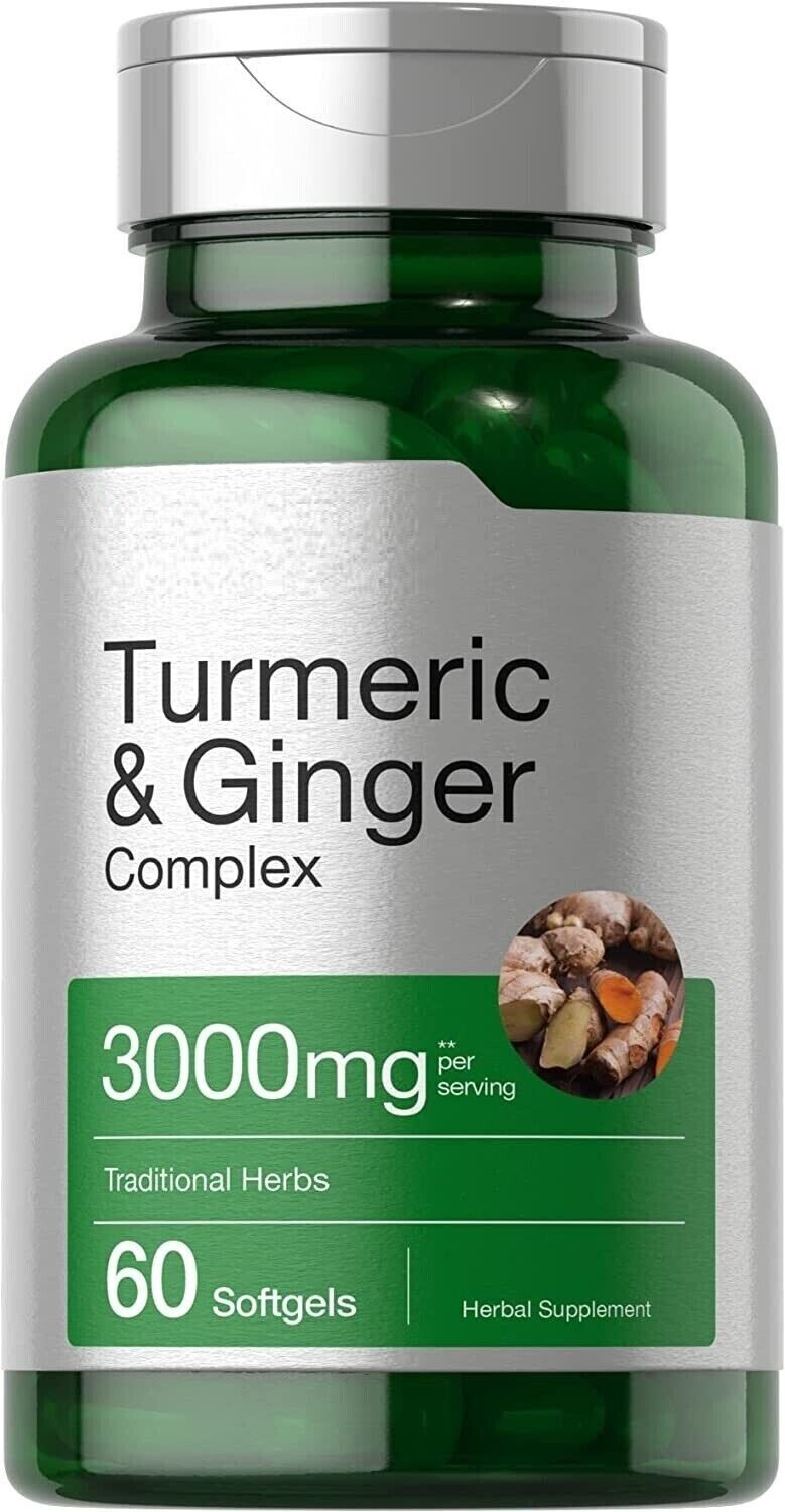Turmeric Curcumin Ginger Complex 3000mg 60gels Black Pepper Non GMO/Gluten Free